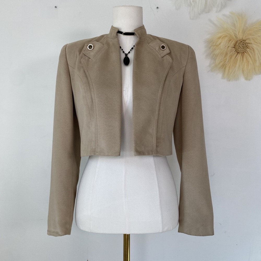 Vtg Cache Womens Y2K Faux Suede Cropped Jacket Size Small 4 Festival Regencycore